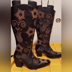 Black and Tan  Knee-High Boots